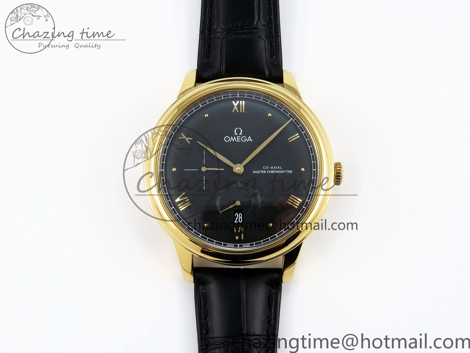 0501 WeatherProof De Ville Power Reserve YG MKF 1:1 Best Edition Black Dial on Black Leather Strap A 7758